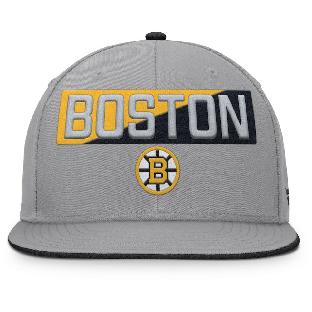 Boston Bruins Fanatics Fundamentals Duo Split Logo Snapback Hat