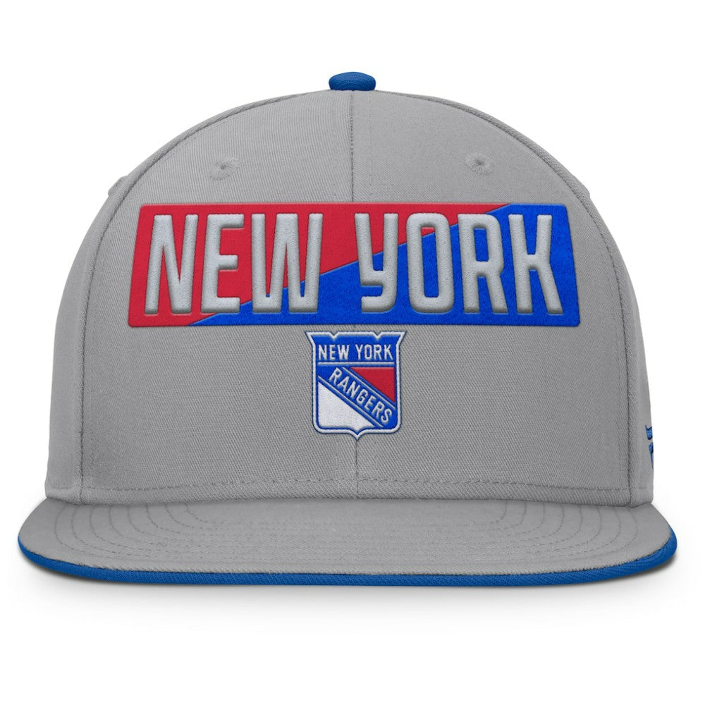 New York Rangers Fanatics Fundamentals Duo Split Logo Snapback Hat