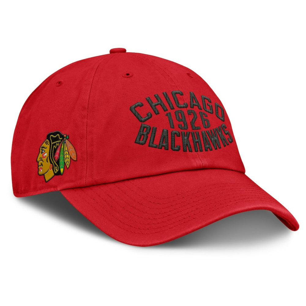 Chicago Blackhawks Fanatics Fundamentals Archer Adjustable Hat