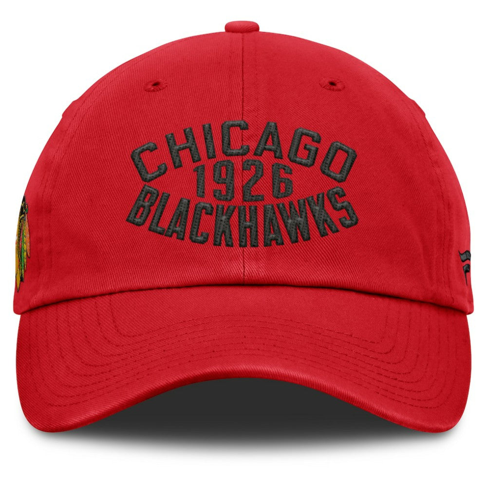 Chicago Blackhawks Fanatics Fundamentals Archer Adjustable Hat