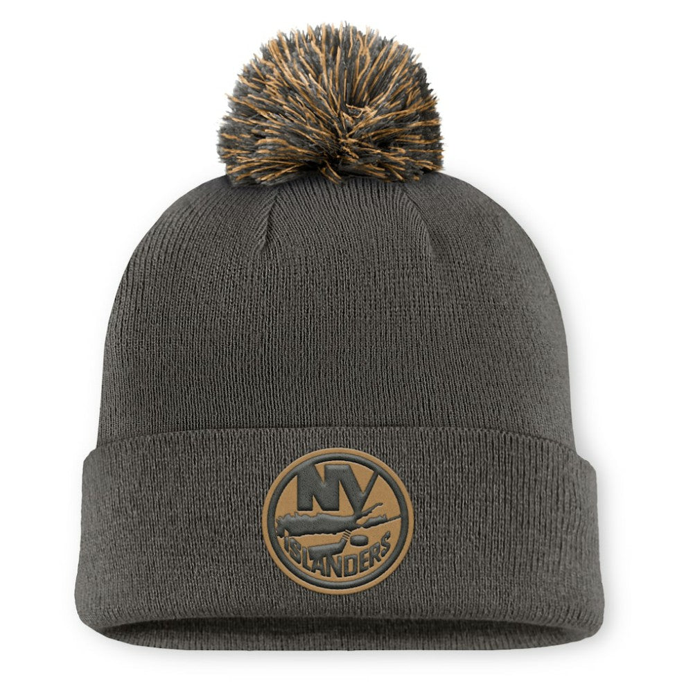 New York Islanders Fanatics Authentic Pro Military Appreciation Cuffed Knit Hat with Pom