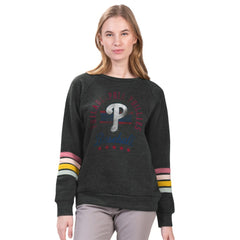 Philadelphia Phillies G-III 4Her by Carl Banks Women's Allana Stripe Pullover Sweatshirt - Charcoal