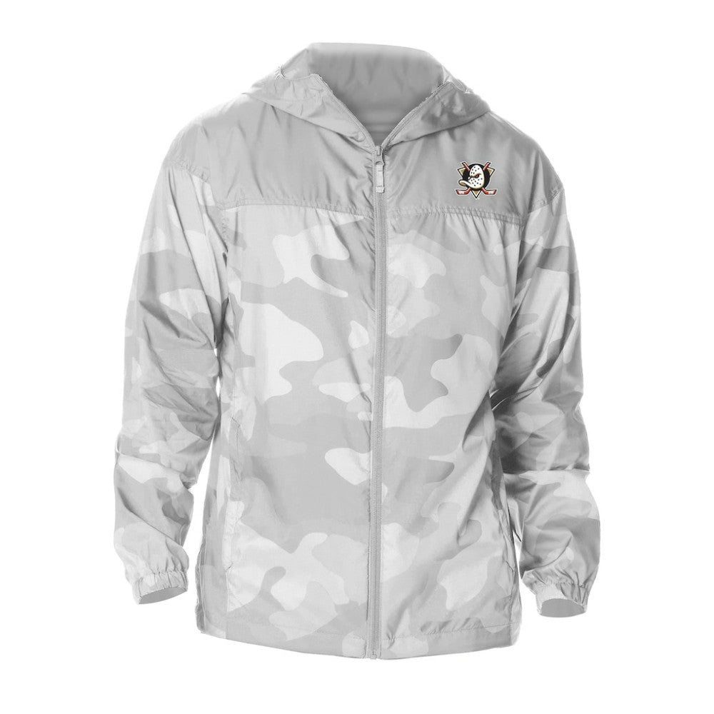 Anaheim Ducks Columbia Camo Flash Challenger Omni-Shade Full-Zip Hoodie Windbreaker
