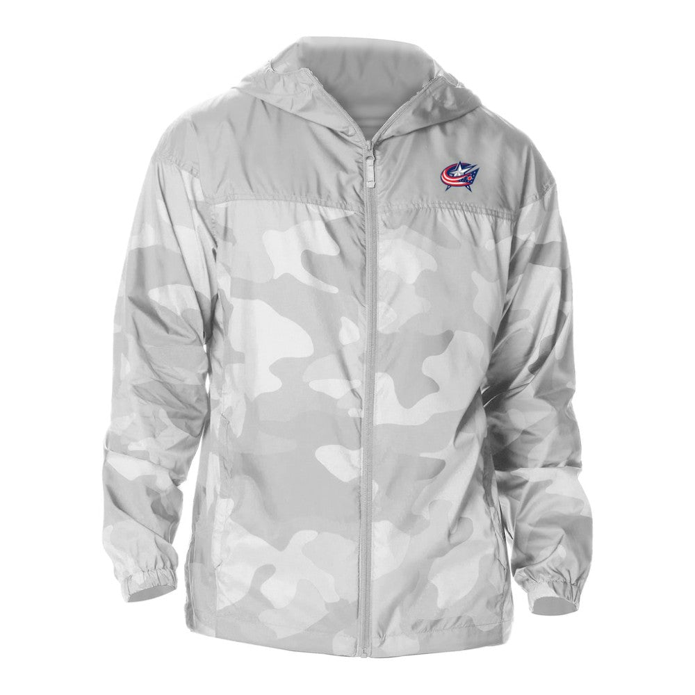 Columbus Blue Jackets Columbia Camo Flash Challenger Omni-Shade Full-Zip Hoodie Windbreaker