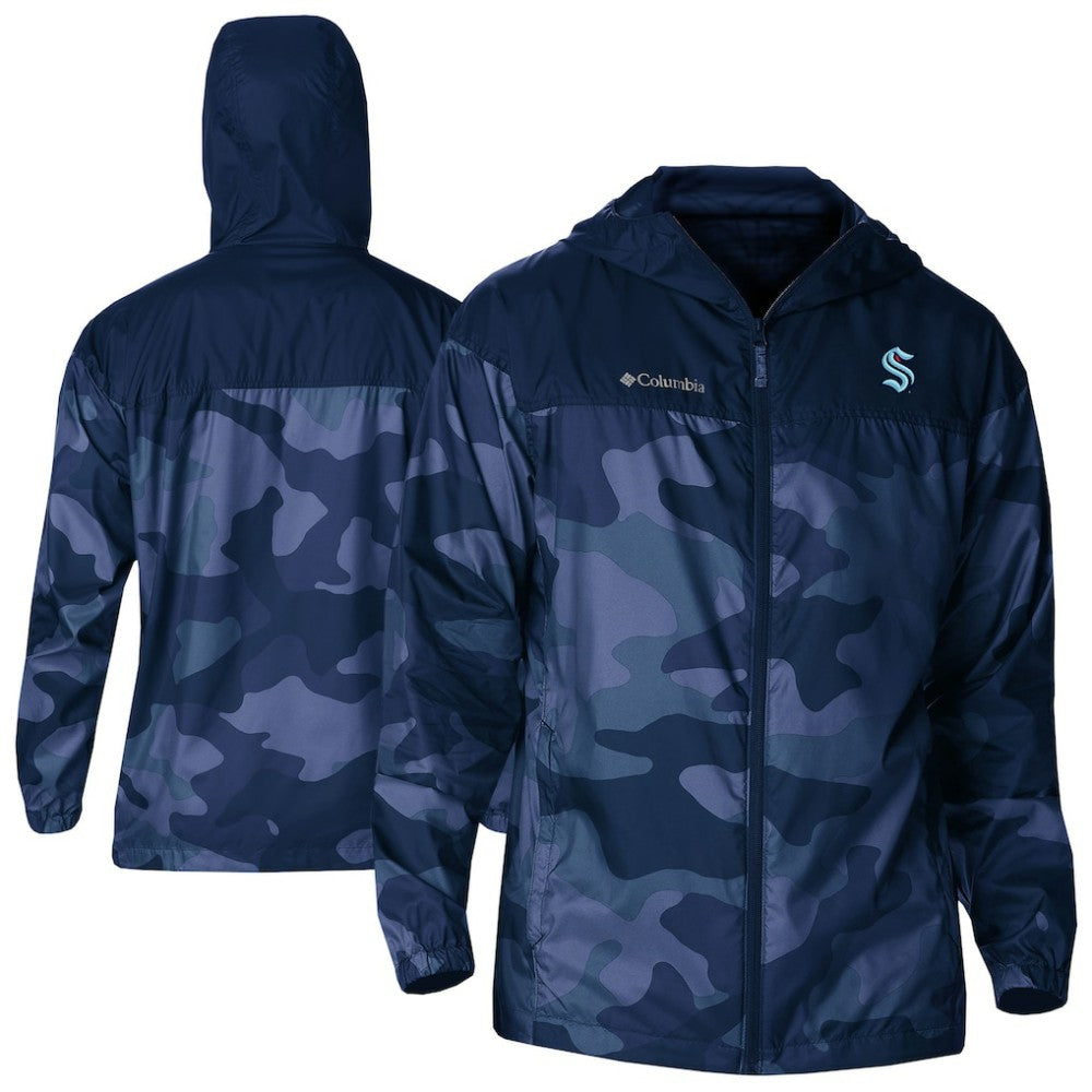 Seattle Kraken Columbia Camo Flash Challenger Omni-Shade Full-Zip Hoodie Windbreaker