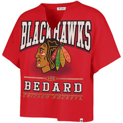 Connor Bedard Chicago Blackhawks '47 Women's Elation Name & Number Oversized Notch Neck T-Shirt