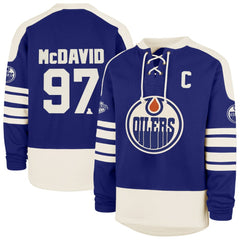 Connor McDavid Edmonton Oilers '47 Player Name & Number Sweep Check Eternal Lacer Sweatshirt