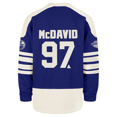 Connor McDavid Edmonton Oilers '47 Player Name & Number Sweep Check Eternal Lacer Sweatshirt