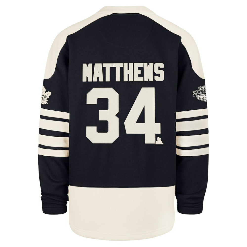Auston Matthews Toronto Maple Leafs '47 Player Name & Number Sweep Check Eternal Lacer Sweatshirt