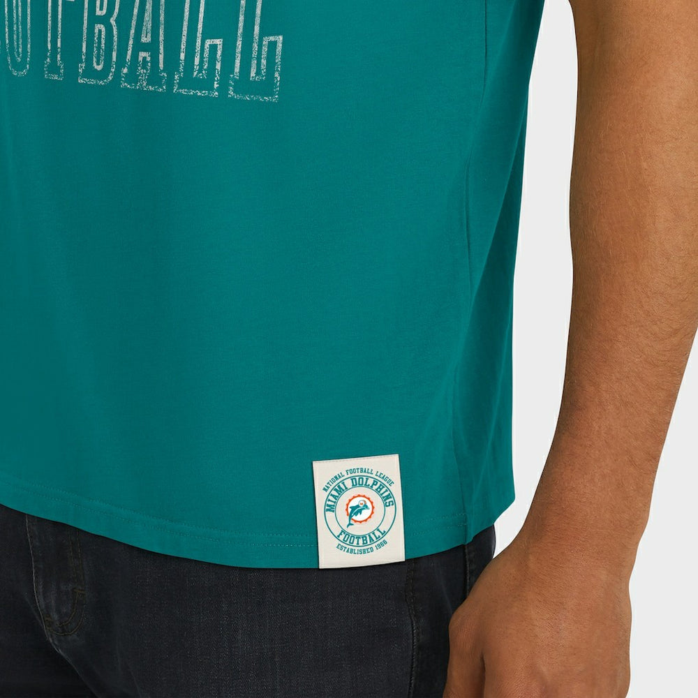 NFL Miami Dolphins Darius Rucker Collection Distressed Throwback Shoulder Stripe T-Shirt