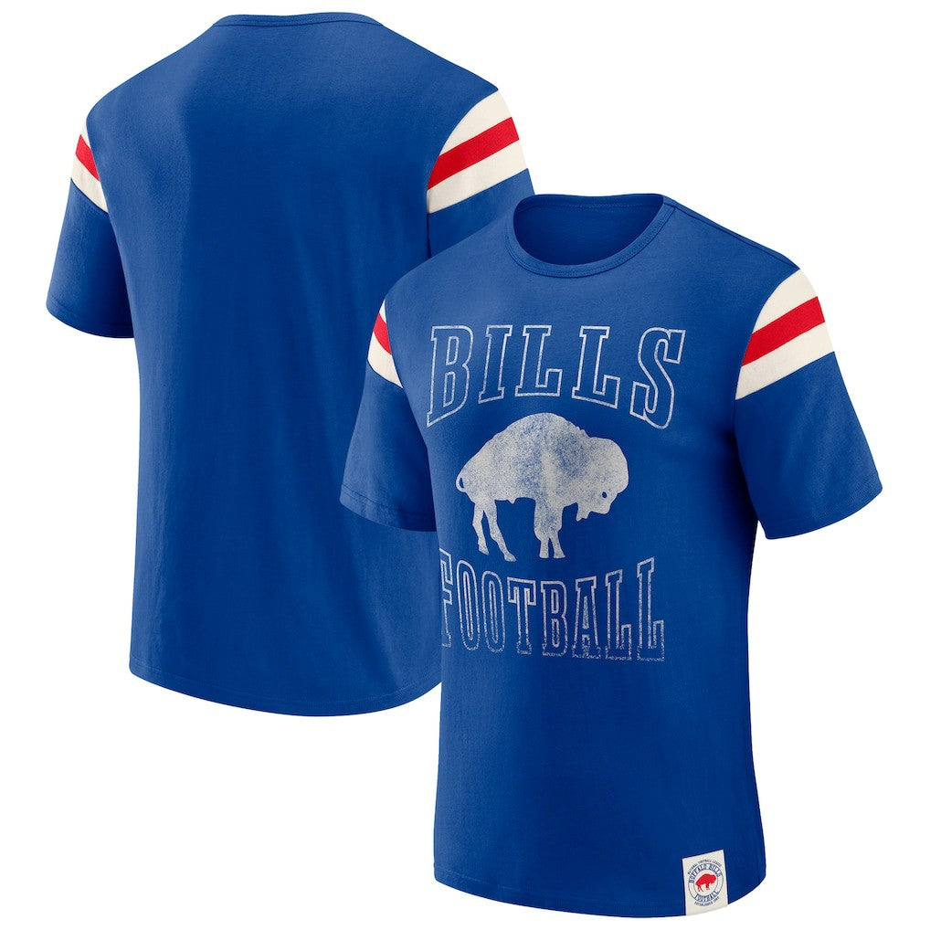 NFL Buffalo Bills Darius Rucker Collection Distressed Throwback Shoulder Stripe T-Shirt