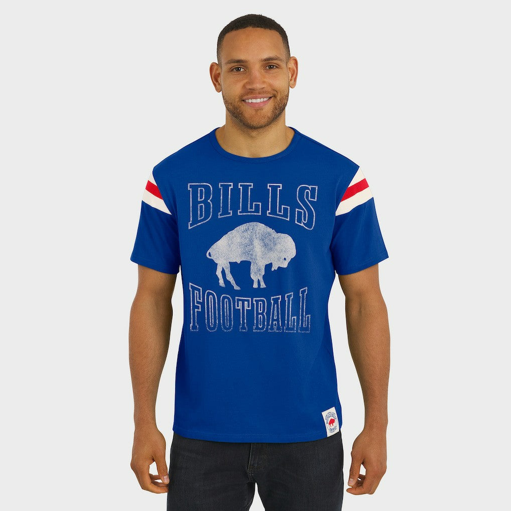 NFL Buffalo Bills Darius Rucker Collection Distressed Throwback Shoulder Stripe T-Shirt