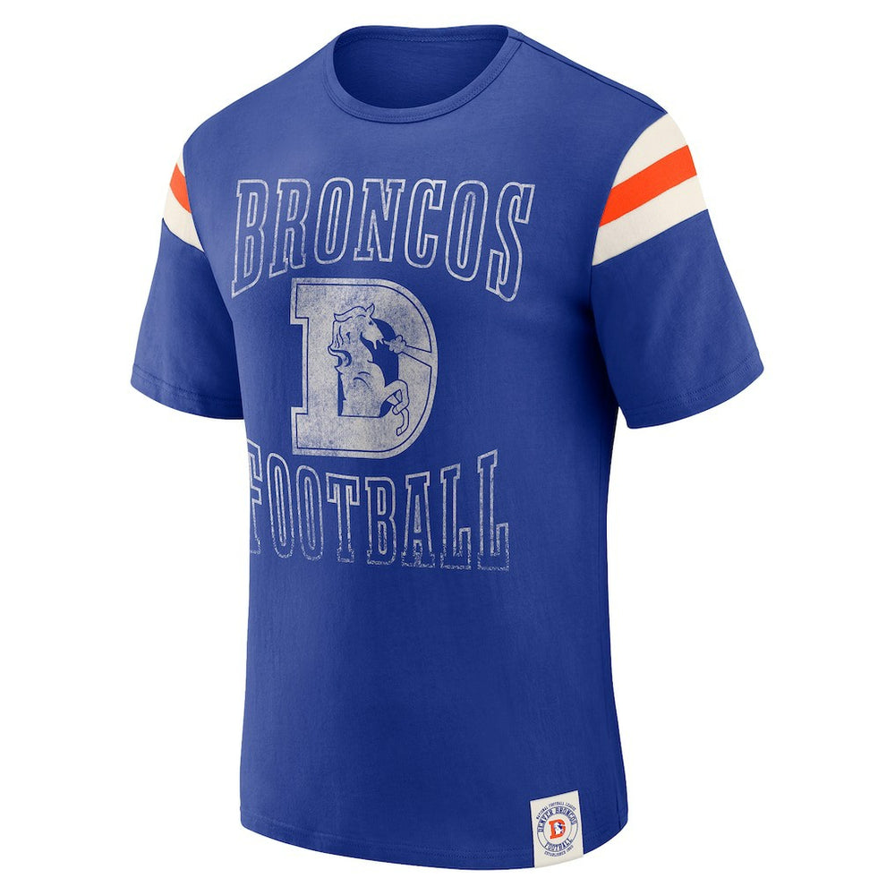 NFL Denver Broncos Darius Rucker Collection Distressed Throwback Shoulder Stripe T-Shirt