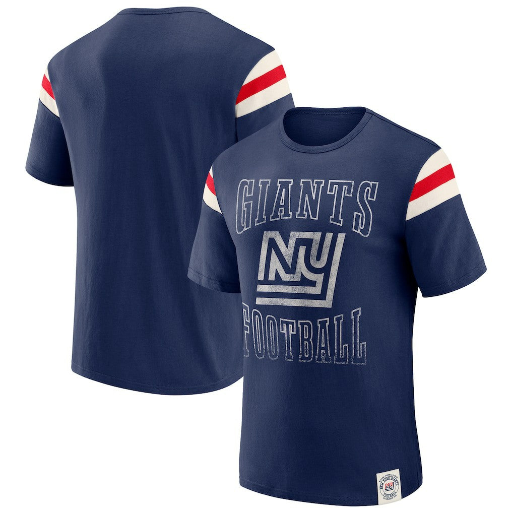 NFL New York Giants Darius Rucker Collection Distressed Throwback Shoulder Stripe T-Shirt