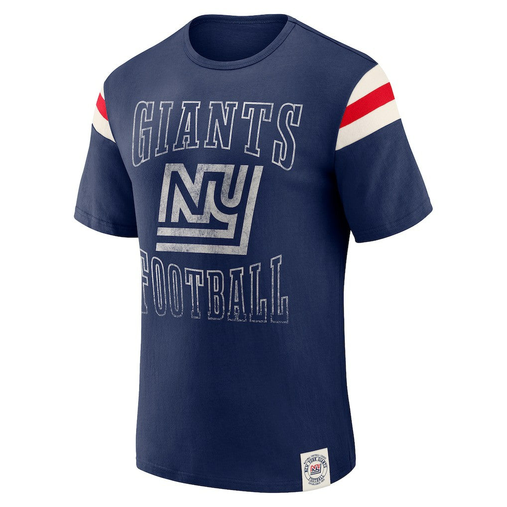 NFL New York Giants Darius Rucker Collection Distressed Throwback Shoulder Stripe T-Shirt