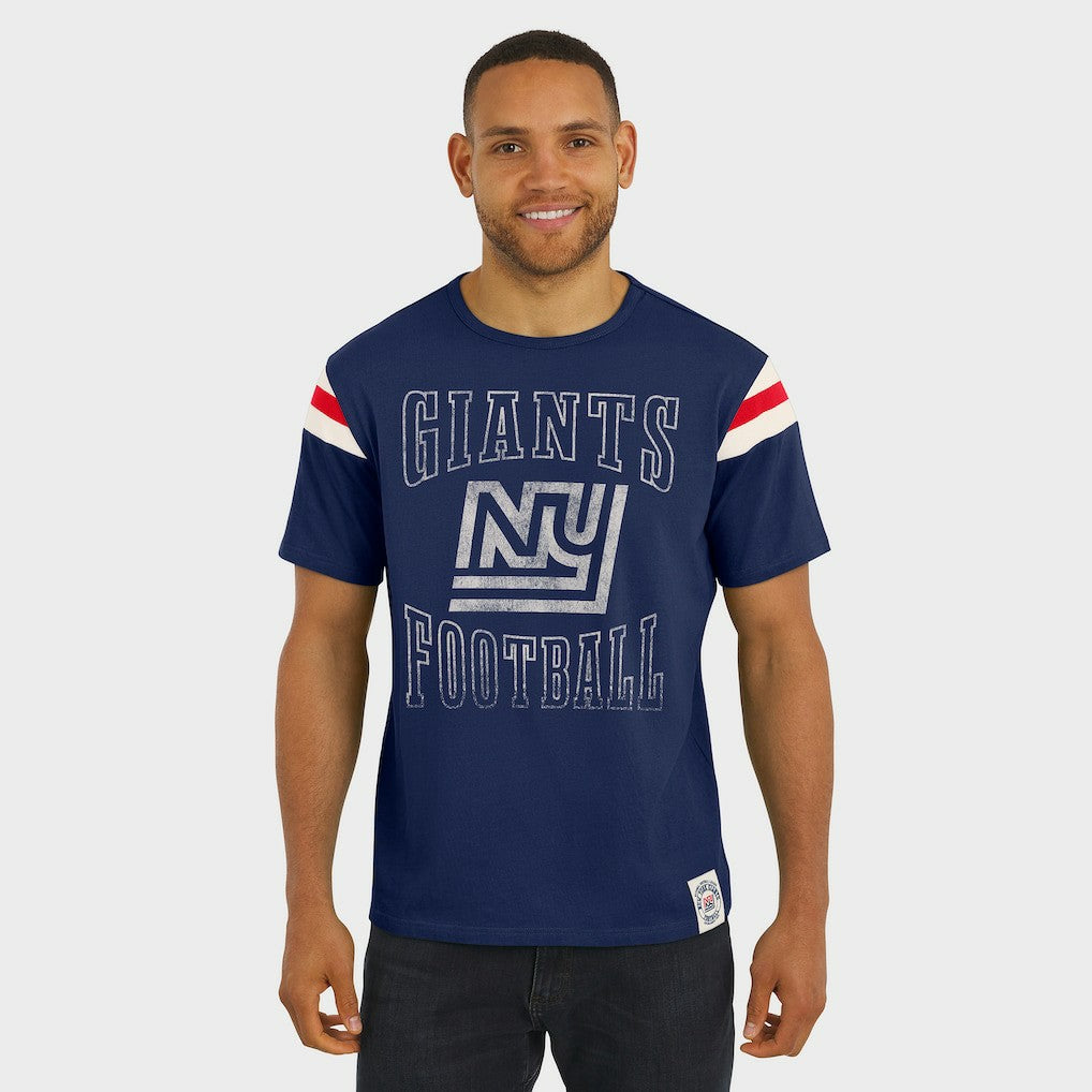 NFL New York Giants Darius Rucker Collection Distressed Throwback Shoulder Stripe T-Shirt