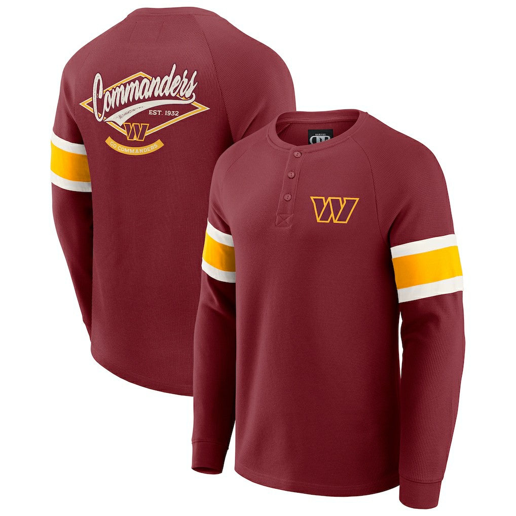 NFL Washington Commanders Darius Rucker Collection Waffle-Knit Raglan Long Sleeve Henley T-Shirt