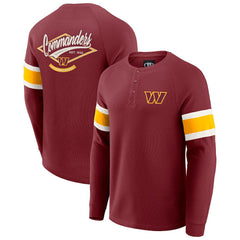 NFL Washington Commanders Darius Rucker Collection Waffle-Knit Raglan Long Sleeve Henley T-Shirt