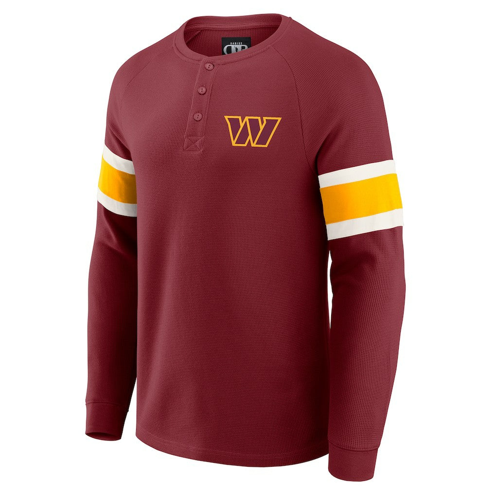 NFL Washington Commanders Darius Rucker Collection Waffle-Knit Raglan Long Sleeve Henley T-Shirt