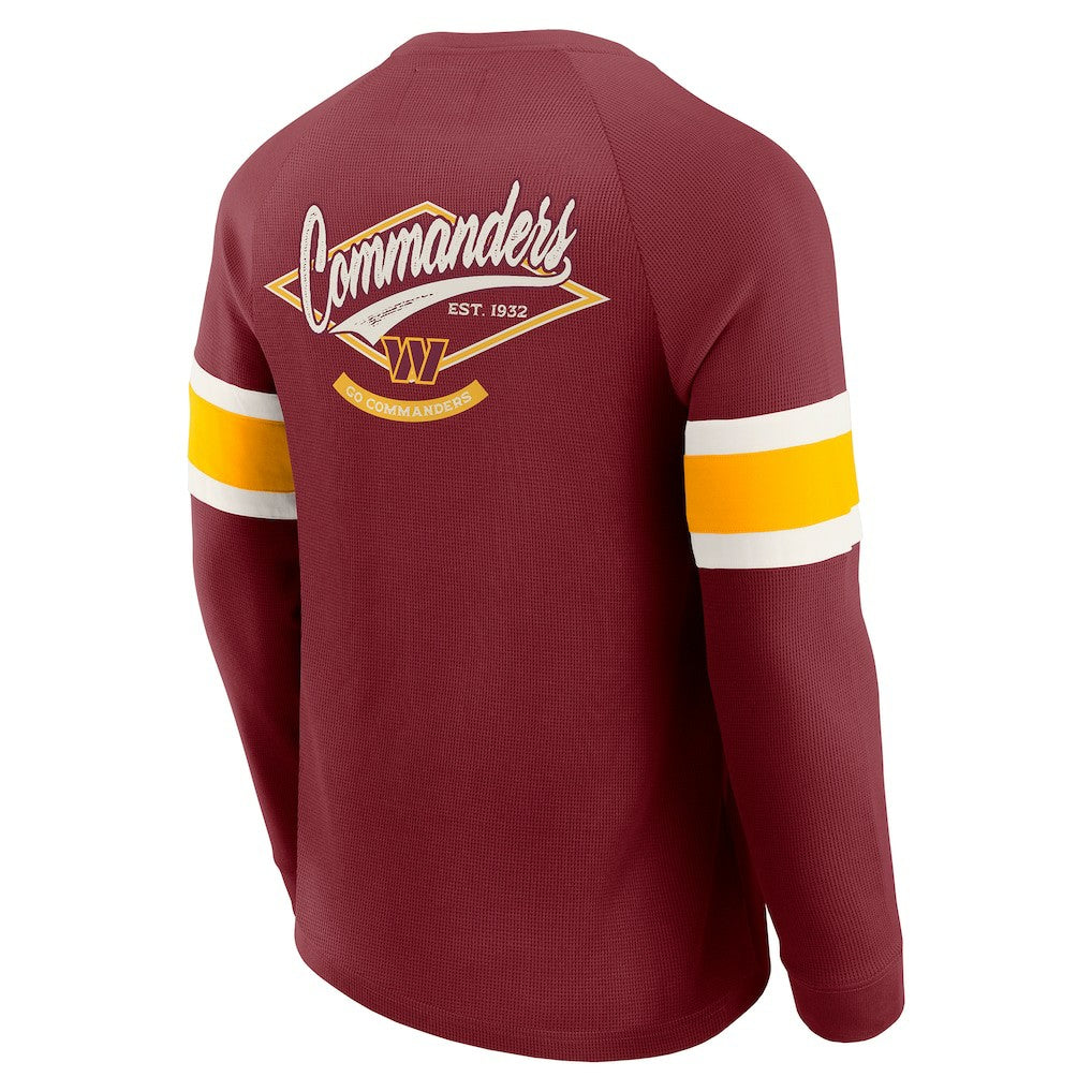NFL Washington Commanders Darius Rucker Collection Waffle-Knit Raglan Long Sleeve Henley T-Shirt