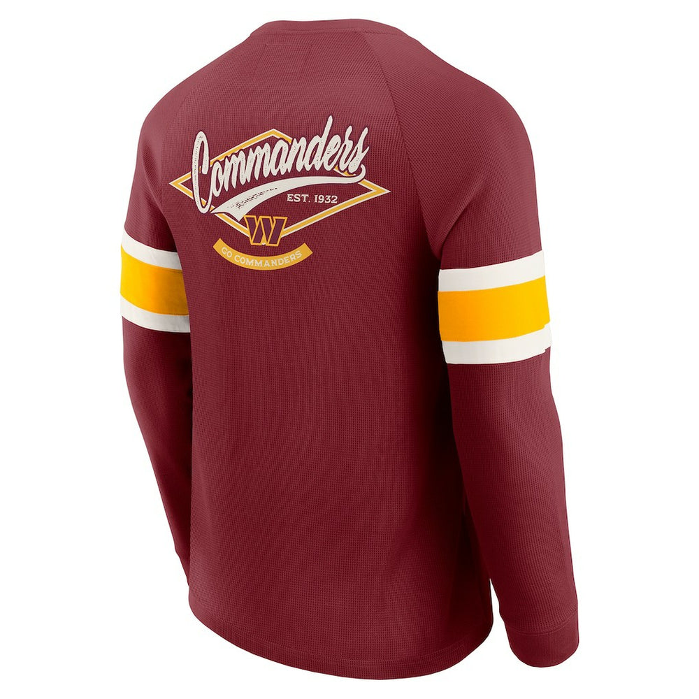 NFL Washington Commanders Darius Rucker Collection Waffle-Knit Raglan Long Sleeve Henley T-Shirt