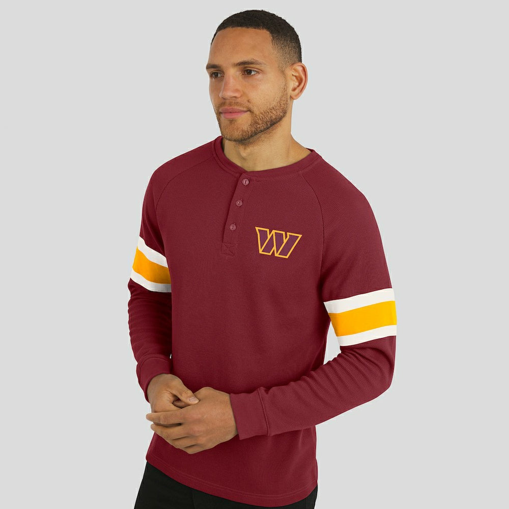 NFL Washington Commanders Darius Rucker Collection Waffle-Knit Raglan Long Sleeve Henley T-Shirt