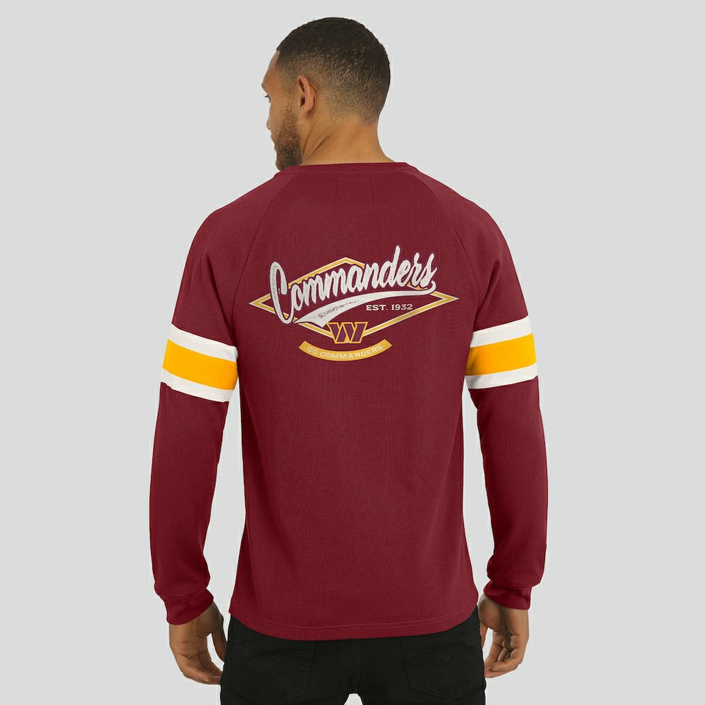 NFL Washington Commanders Darius Rucker Collection Waffle-Knit Raglan Long Sleeve Henley T-Shirt
