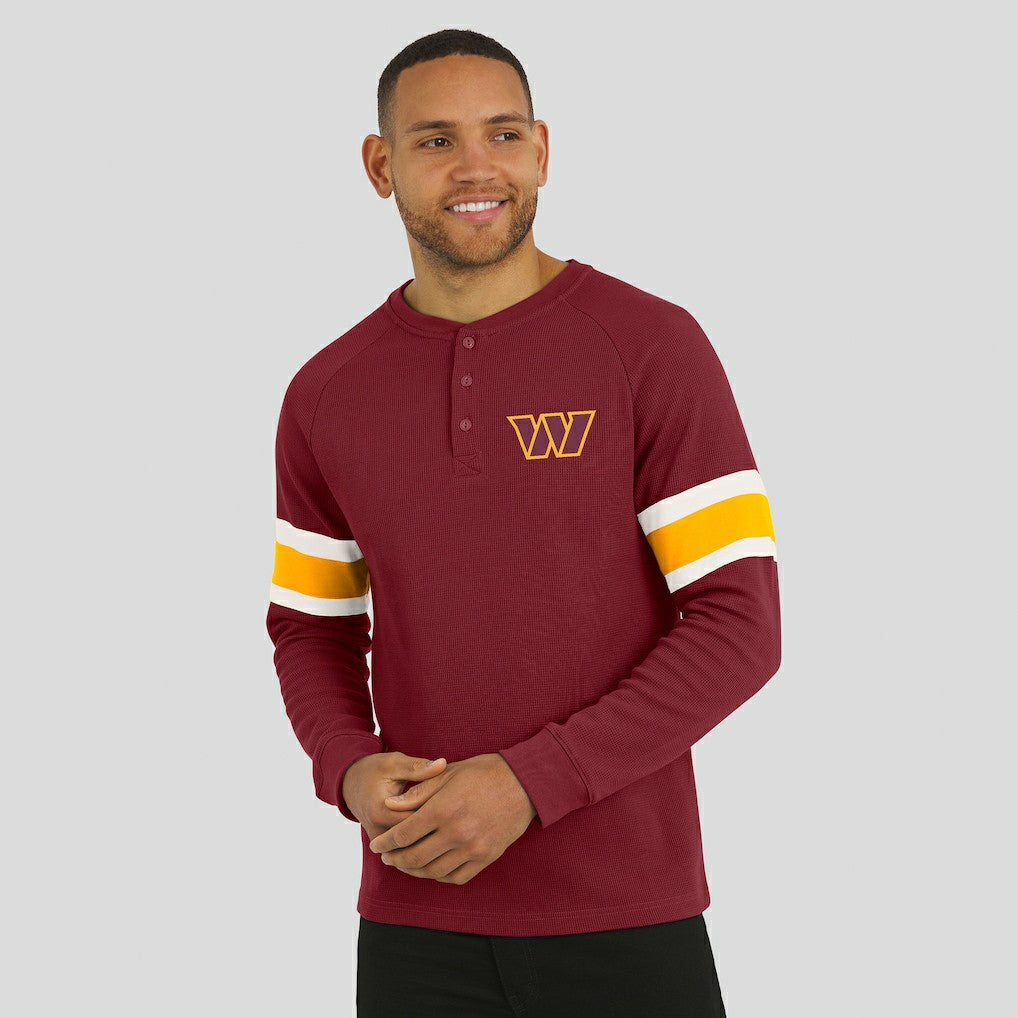 NFL Washington Commanders Darius Rucker Collection Waffle-Knit Raglan Long Sleeve Henley T-Shirt