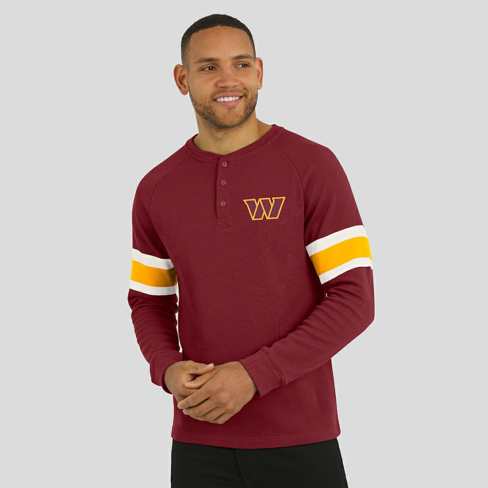NFL Washington Commanders Darius Rucker Collection Waffle-Knit Raglan Long Sleeve Henley T-Shirt