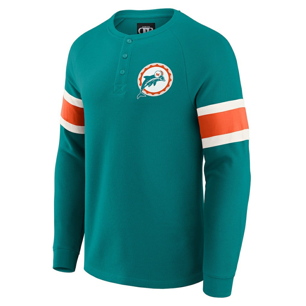 NFL Miami Dolphins Darius Rucker Collection Waffle-Knit Raglan Long Sleeve Henley T-Shirt