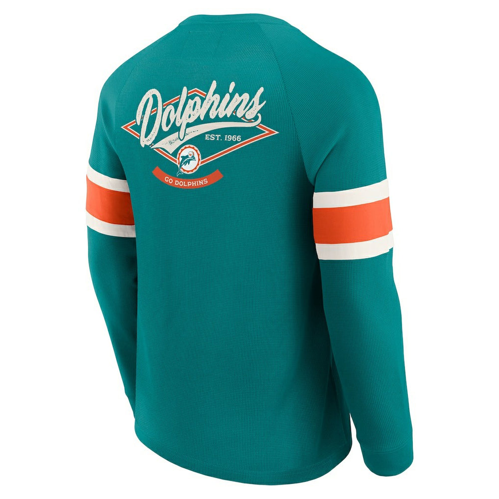 NFL Miami Dolphins Darius Rucker Collection Waffle-Knit Raglan Long Sleeve Henley T-Shirt