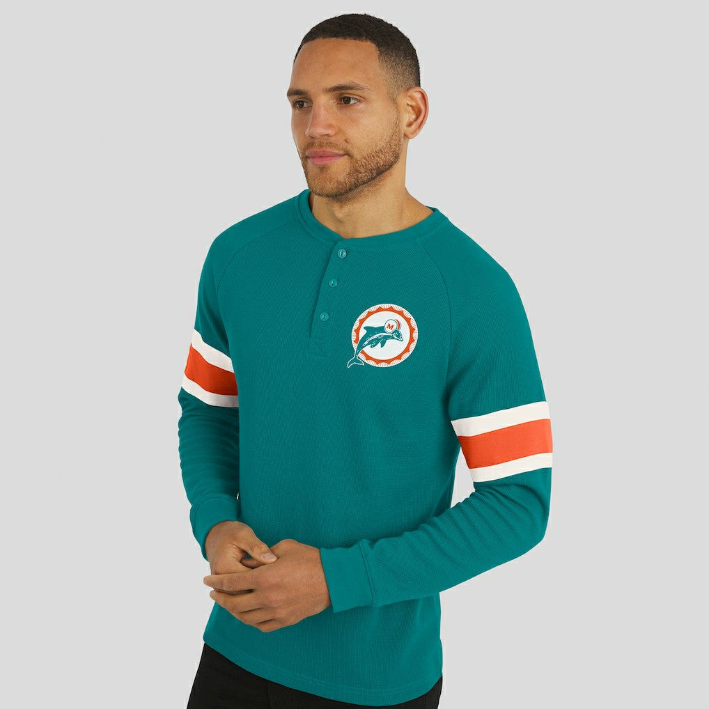 NFL Miami Dolphins Darius Rucker Collection Waffle-Knit Raglan Long Sleeve Henley T-Shirt