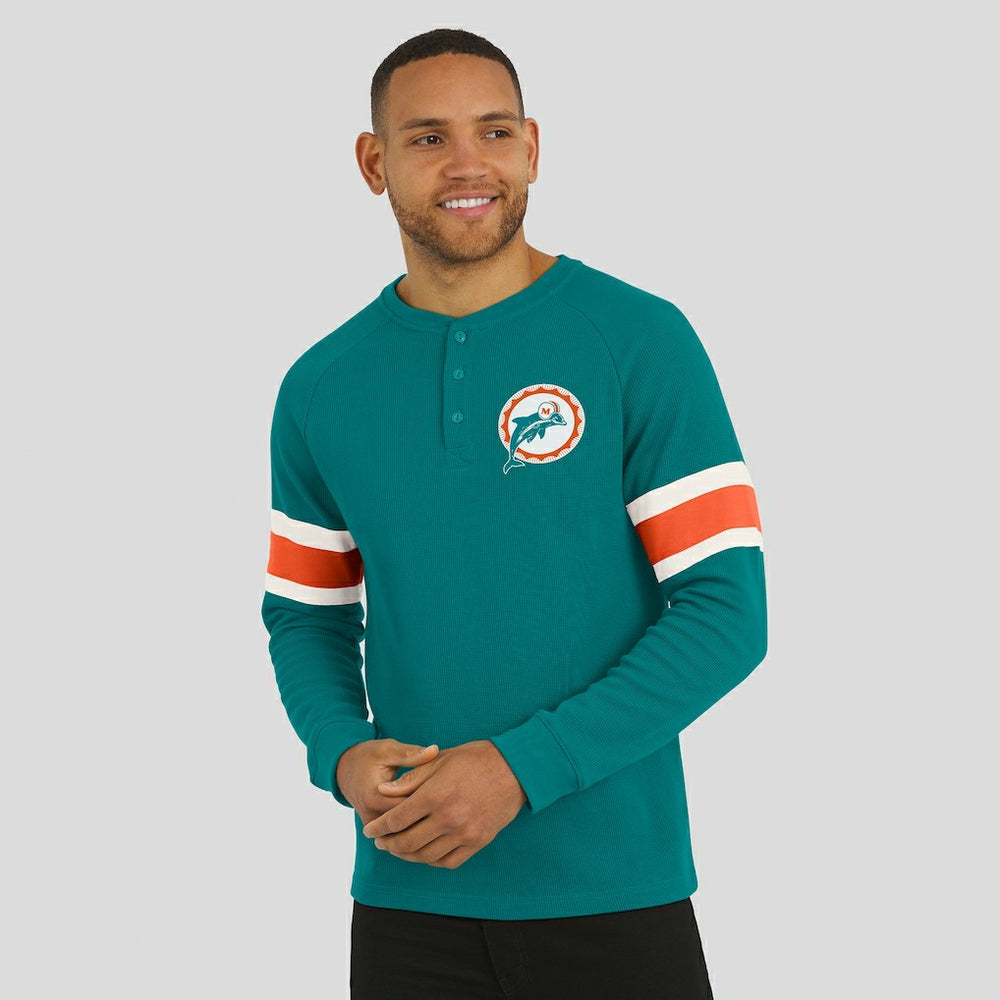 NFL Miami Dolphins Darius Rucker Collection Waffle-Knit Raglan Long Sleeve Henley T-Shirt