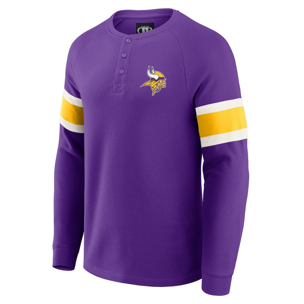 NFL Minnesota Vikings Darius Rucker Collection Waffle-Knit Raglan Long Sleeve Henley T-Shirt
