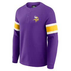 NFL Minnesota Vikings Darius Rucker Collection Waffle-Knit Raglan Long Sleeve Henley T-Shirt