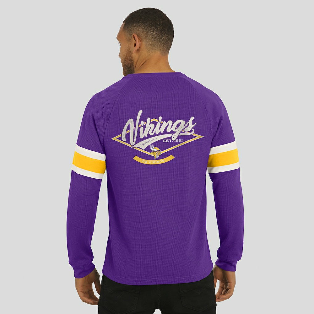 NFL Minnesota Vikings Darius Rucker Collection Waffle-Knit Raglan Long Sleeve Henley T-Shirt