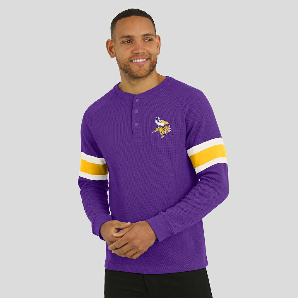 NFL Minnesota Vikings Darius Rucker Collection Waffle-Knit Raglan Long Sleeve Henley T-Shirt