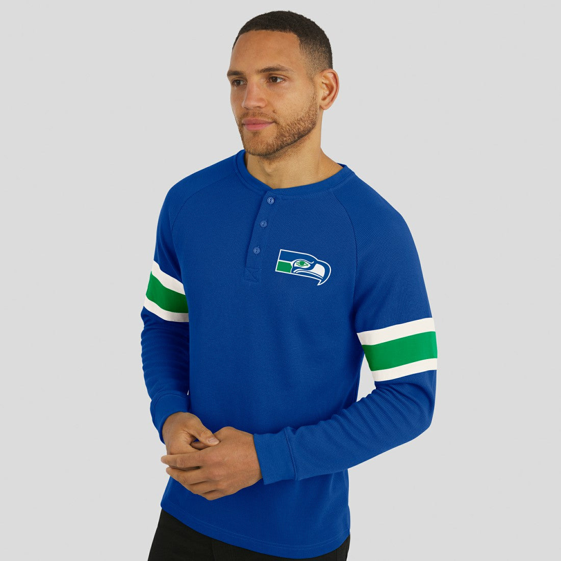 NFL Seattle Seahawks Darius Rucker Collection Waffle-Knit Raglan Long Sleeve Henley T-Shirt