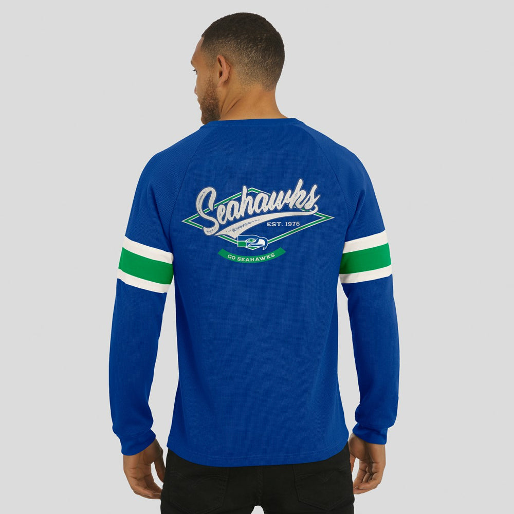 NFL Seattle Seahawks Darius Rucker Collection Waffle-Knit Raglan Long Sleeve Henley T-Shirt