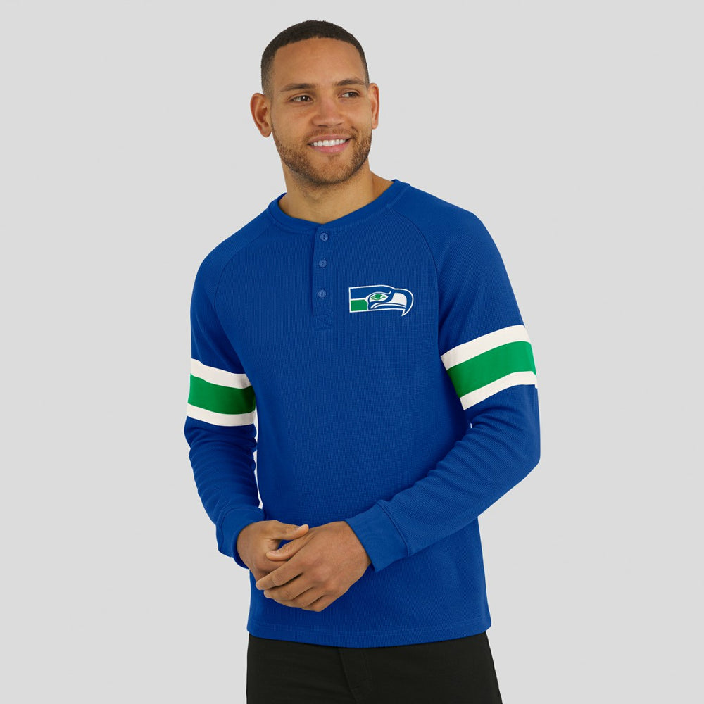 NFL Seattle Seahawks Darius Rucker Collection Waffle-Knit Raglan Long Sleeve Henley T-Shirt