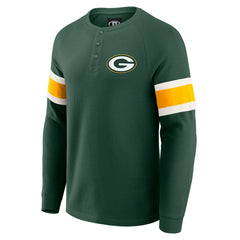 NFL Green Bay Packers Darius Rucker Collection Waffle-Knit Raglan Long Sleeve Henley T-Shirt