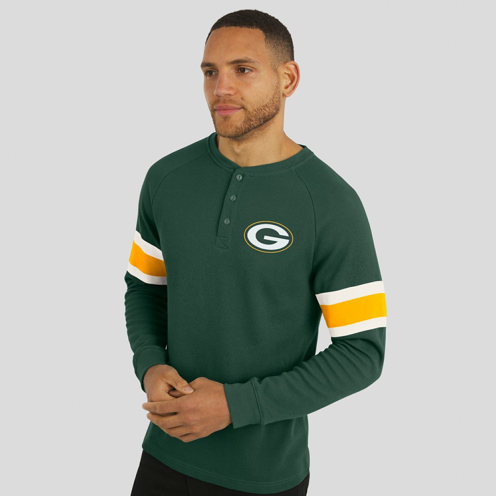 NFL Green Bay Packers Darius Rucker Collection Waffle-Knit Raglan Long Sleeve Henley T-Shirt