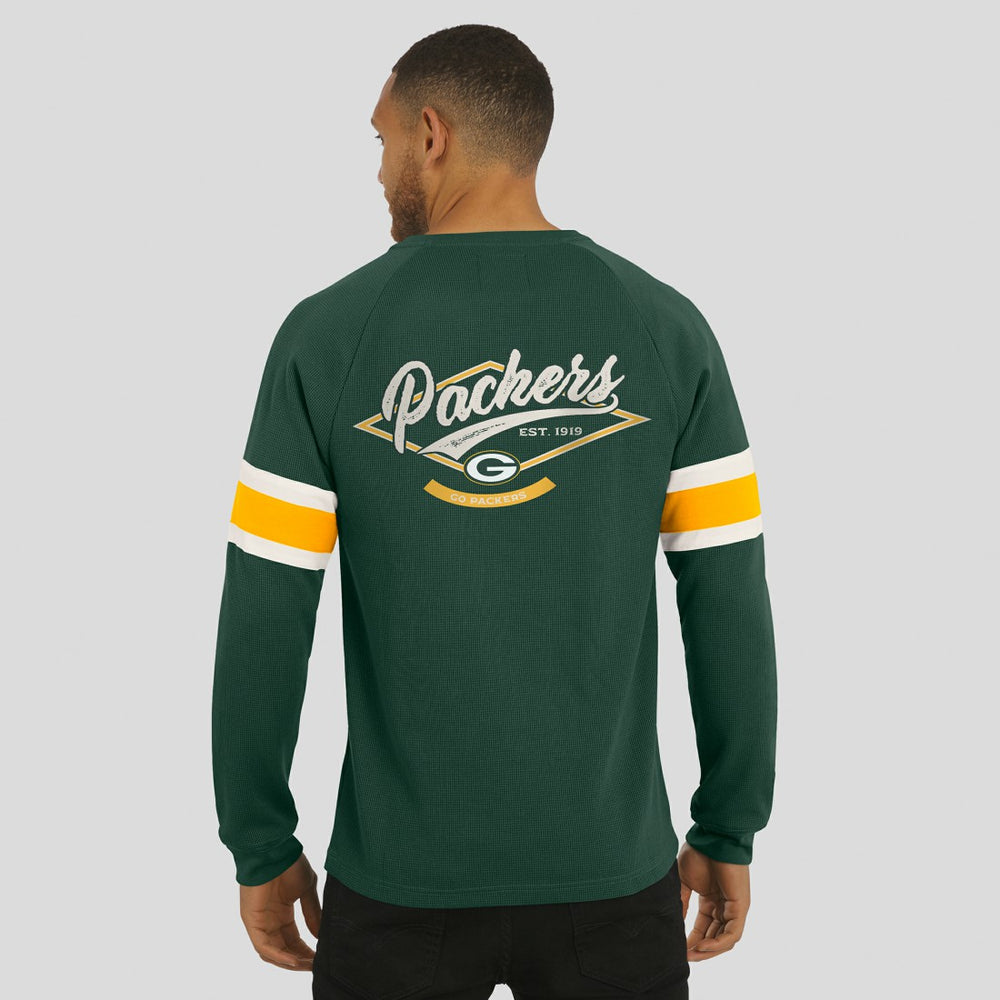 NFL Green Bay Packers Darius Rucker Collection Waffle-Knit Raglan Long Sleeve Henley T-Shirt