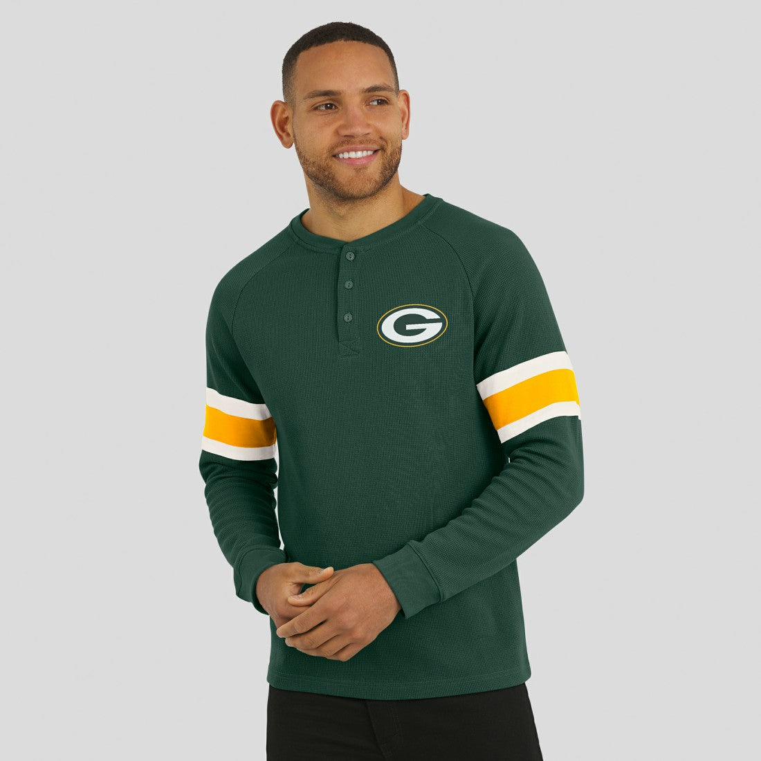 NFL Green Bay Packers Darius Rucker Collection Waffle-Knit Raglan Long Sleeve Henley T-Shirt