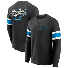 NFL Carolina Panthers Darius Rucker Collection Waffle-Knit Raglan Long Sleeve Henley T-Shirt