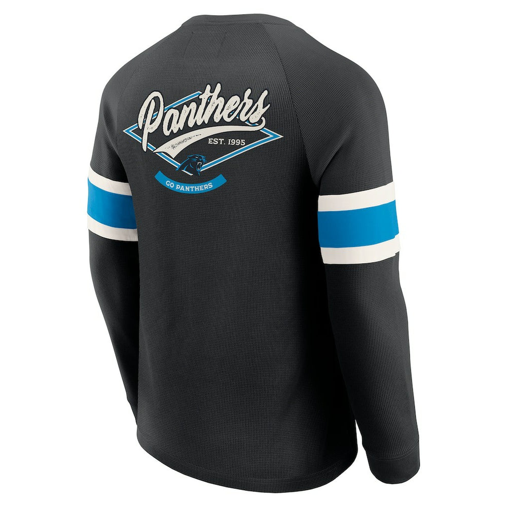 NFL Carolina Panthers Darius Rucker Collection Waffle-Knit Raglan Long Sleeve Henley T-Shirt