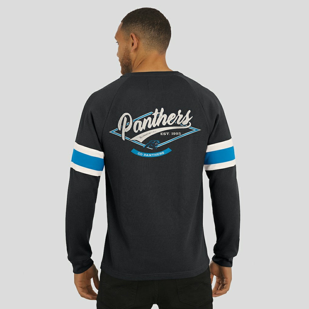 NFL Carolina Panthers Darius Rucker Collection Waffle-Knit Raglan Long Sleeve Henley T-Shirt