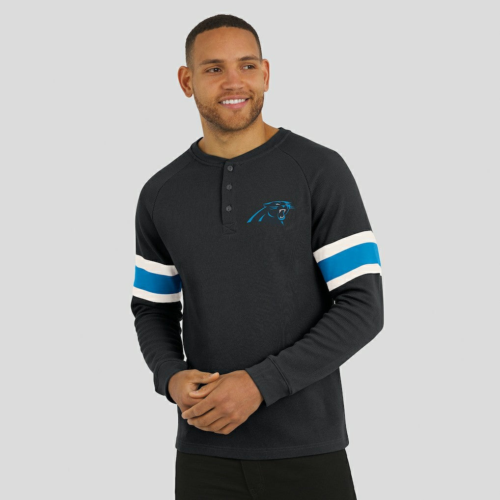 NFL Carolina Panthers Darius Rucker Collection Waffle-Knit Raglan Long Sleeve Henley T-Shirt