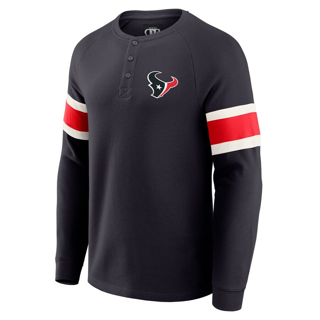 NFL Houston Texans Darius Rucker Collection Waffle-Knit Raglan Long Sleeve Henley T-Shirt