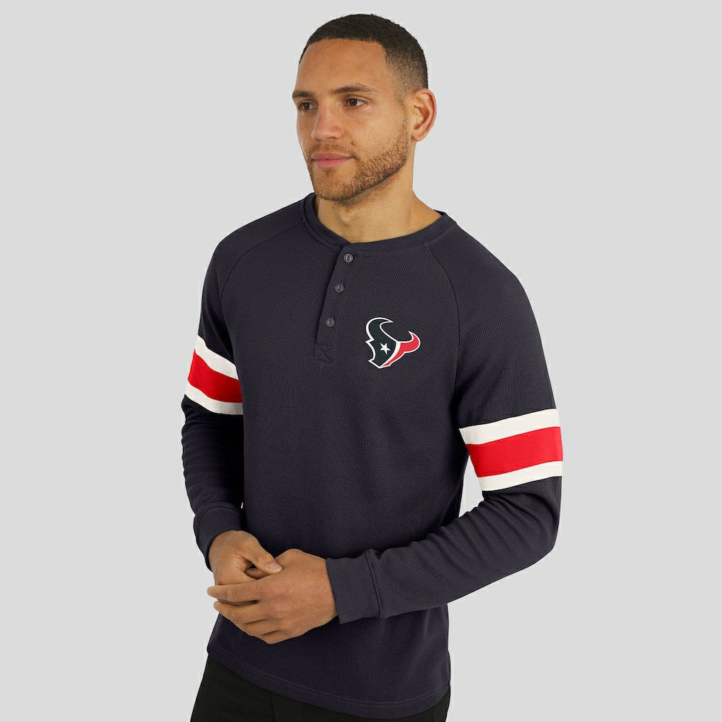 NFL Houston Texans Darius Rucker Collection Waffle-Knit Raglan Long Sleeve Henley T-Shirt